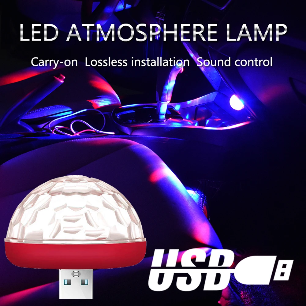 Автомобильный USB атмосферный свет декоративная лампа для салона автомобиля огни DJ RGB мини красочная музыкальная лампа для фестиваля вечерние караоке