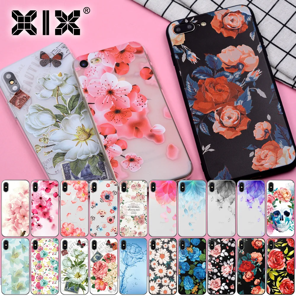 Чехол для iPhone X чехол 5 дюймов искусственный 6 6S 7 8 Plus XS Max XR 3D цветы мягкий из ТПУ Capa