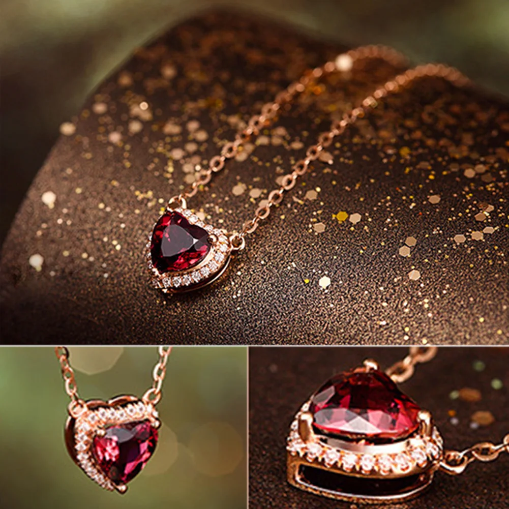 Heart Shape Red Stone Pendant Necklaces Women Valentine Pendants Necklace | Украшения и аксессуары