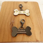 Креативные идентификационные бирки с изображением собачьей кости, запись имени домашних животных, цинковый сплав, черный жетон для собак, DIT-017, с лазерной надписью