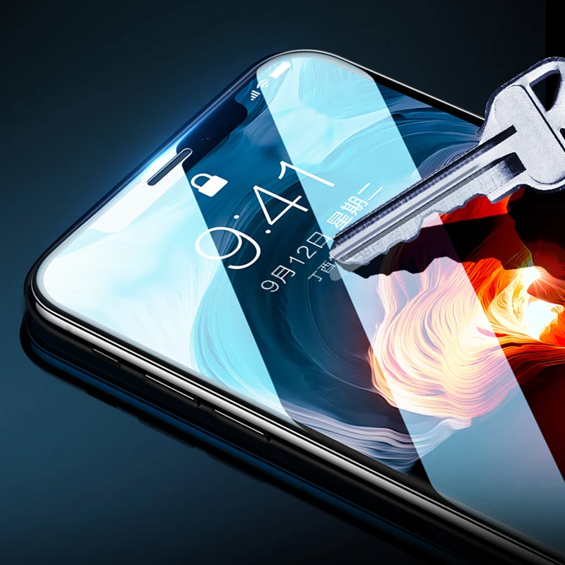 Изогнутое закаленное стекло с клеем для iPhone X XR Xs Max Защита экрана Apple 6 7 8 plus
