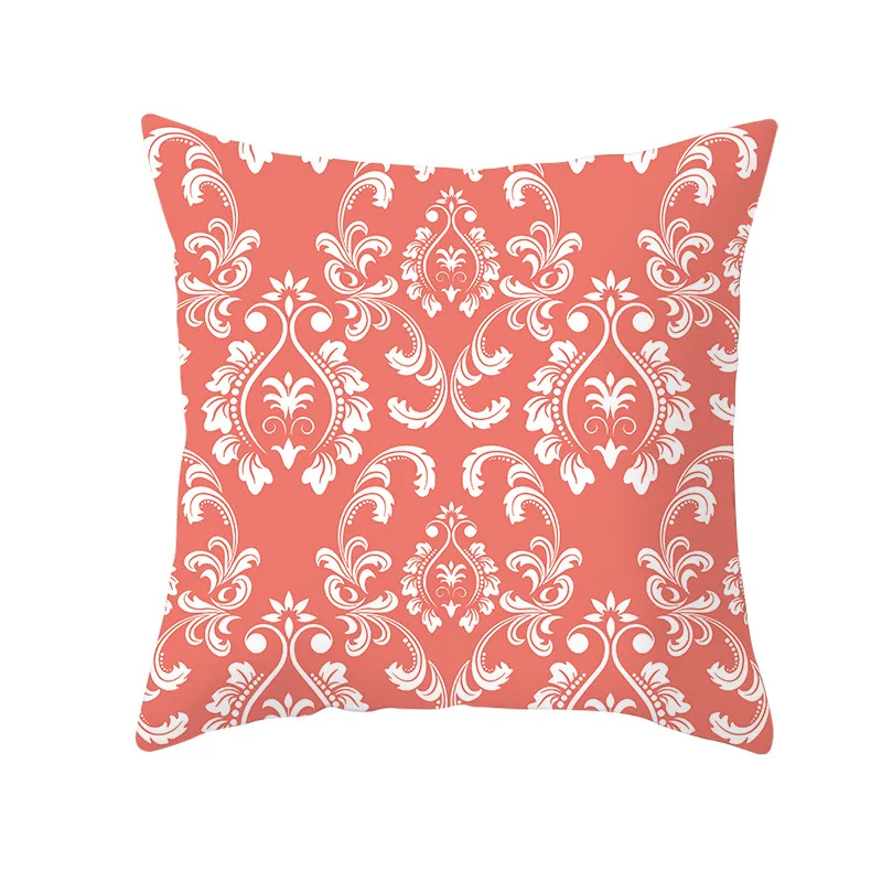 38 Lychee Coral Series Printed Pattern Pillow Cases Colorful Polyester Peachskin 45x45cm Pillow Cases For Bedroom Home Office - Color: 38