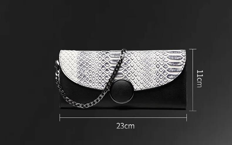 Новинка 2017 элегантные женские клатчи из натуральной кожи под змеиную кожу вечерняя сумка с длинной цепочкой