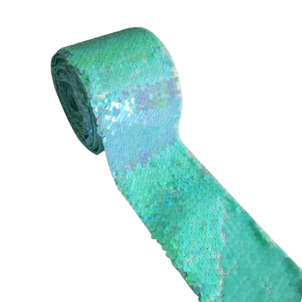 

2 Yards 3"(75mm) Sequin Ribbon Laser Sequin New Two-Color Reversible Ribbon DIY Hair Bows Party Clothes Decoration Accessories