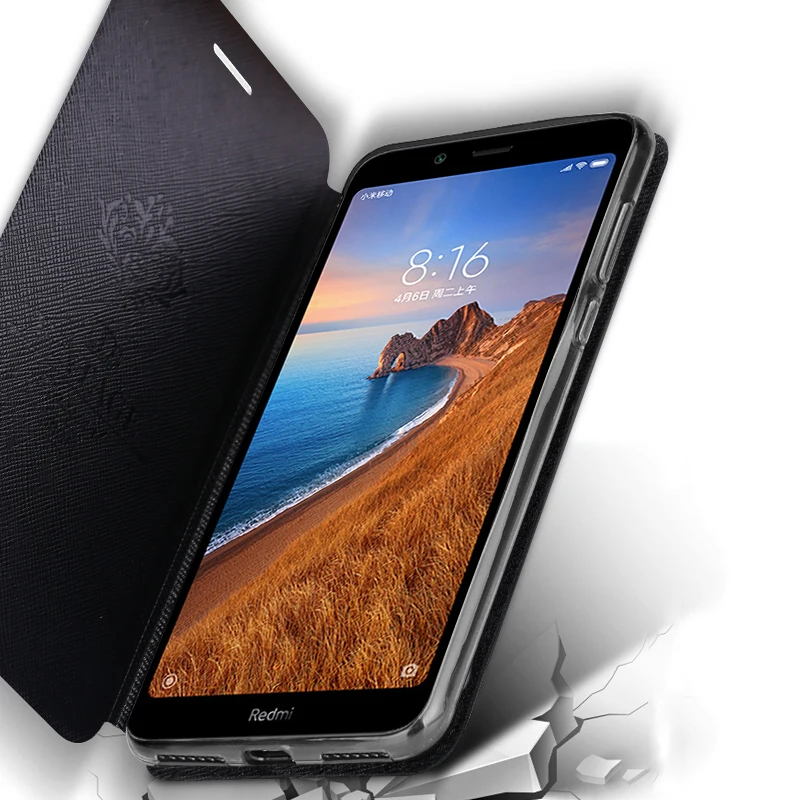 Чехол для Xiaomi Redmi 7A силиконовый чехол кожаный с откидной крышкой оригинал Mofi 360