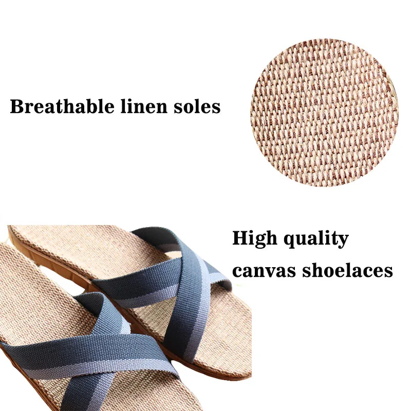 Летние домашние тапочки унисекс женские льняные дышащие Нескользящие на плоской