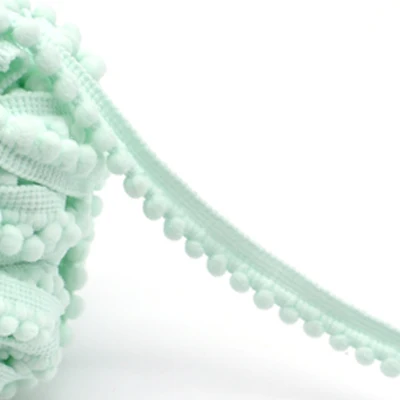 Mint green 5 ярдов кружевная лента с помпонами мини Помпон кружевной тканевый шар тесьма кружевная бахрома ленты DIY материал ремесло аксессуары для шитья - Цвет: Mint green