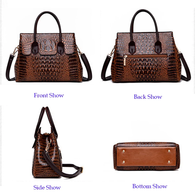 XMESSUN женская сумка с крокодиловым узором кожаная большая на плечо черная из кожи