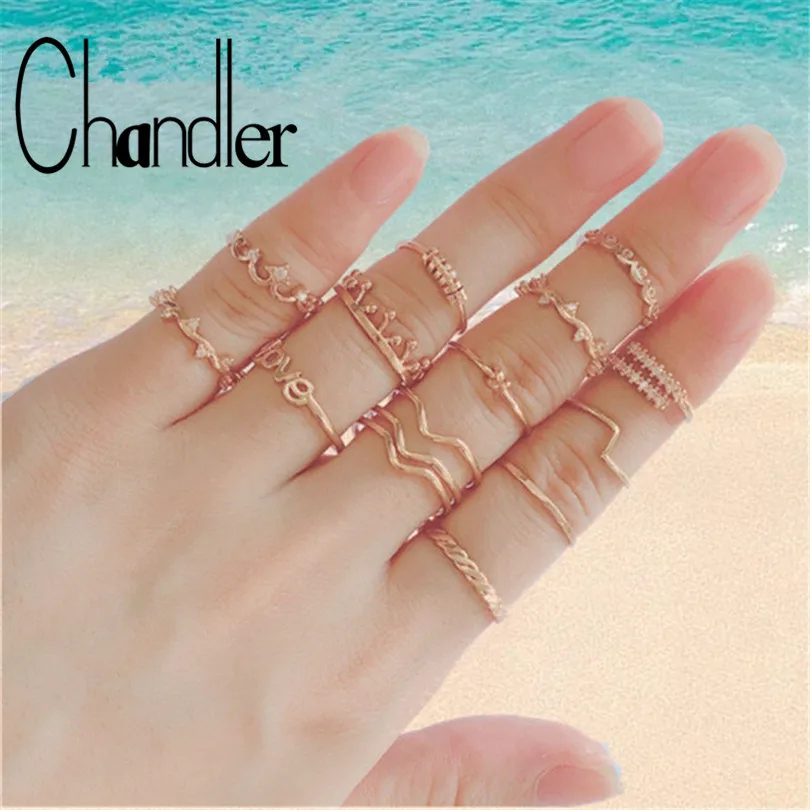 Комплект колец Chandler с геометрическим узелком комплект золотого цвета узлом из
