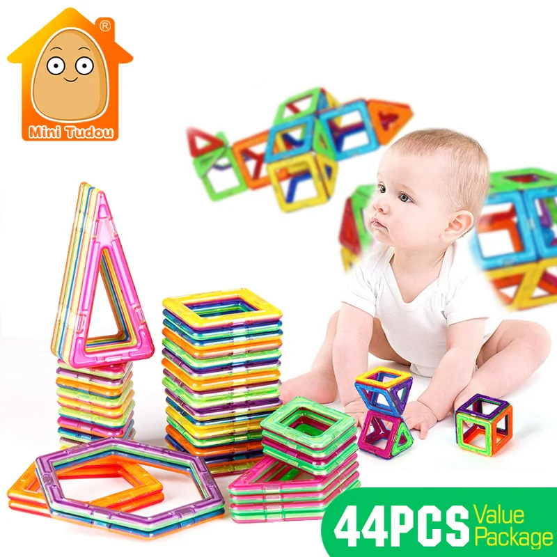 44PCS Magnetic Designer Construction Building Blocks Educational Kids Toys DIY Learning Toy 3D Models For Assembly | Игрушки и хобби