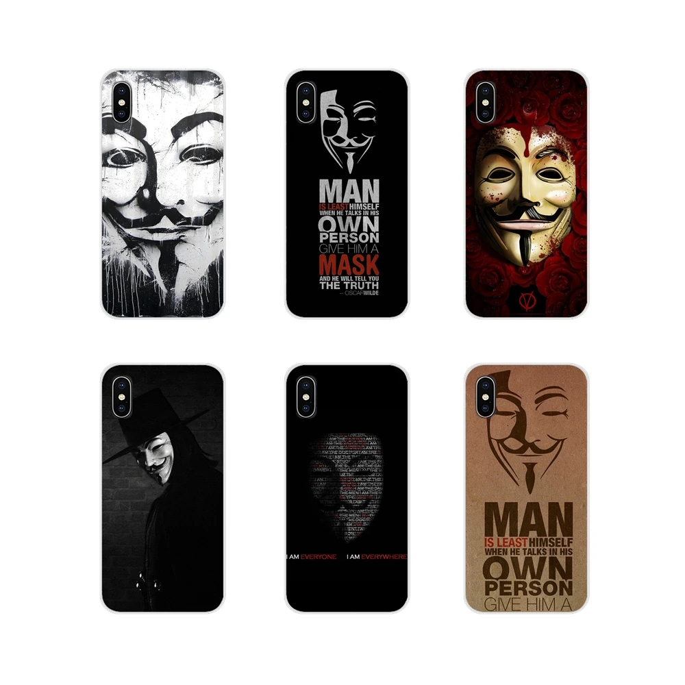 Прозрачный чехол из ТПУ V для Vendetta Anonymous Mask Oneplus 3T 5T 6T Nokia 2 3 5 6 8 9 230 3310 1 7 Plus 2017