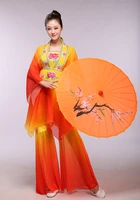 meng zhong meng 3 color peony embroidery costume classical folk dance modern dance fan and umbrella dance costume