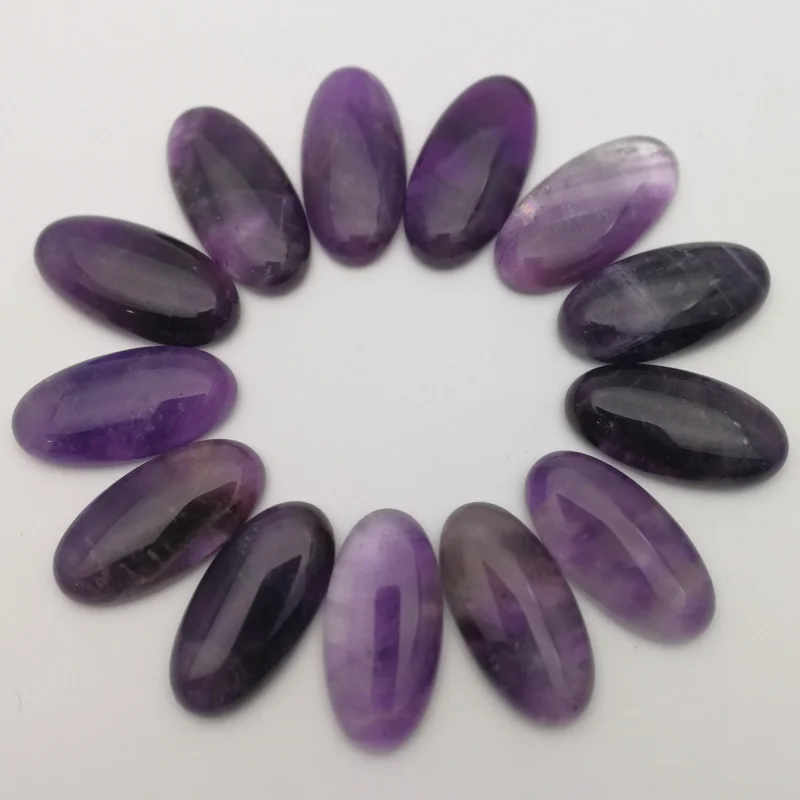 

Модные бусины из натурального камня аметиста 15x30 мм овальный кабошон с фиолетовым кристаллом без отверстий для изготовления ювелирных изде...