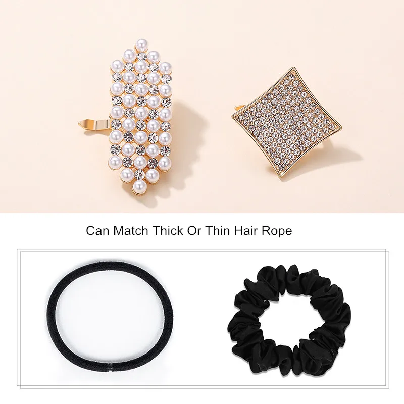 

CHIMERA Rhinestone Hair Clips Geometric Inserted Hair Pin Buckle DIY Hair Tie Set for Women Elegant Headwear Jewelry Accessories
