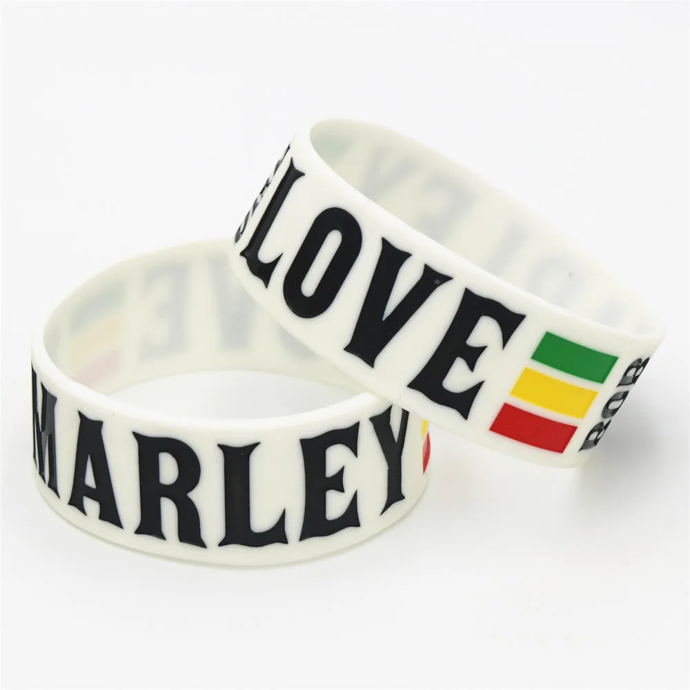 25 шт. 1 &quotширокий браслет One Love BOB Marley Белый силиконовый Rasta Jamaica браслеты Реджи и