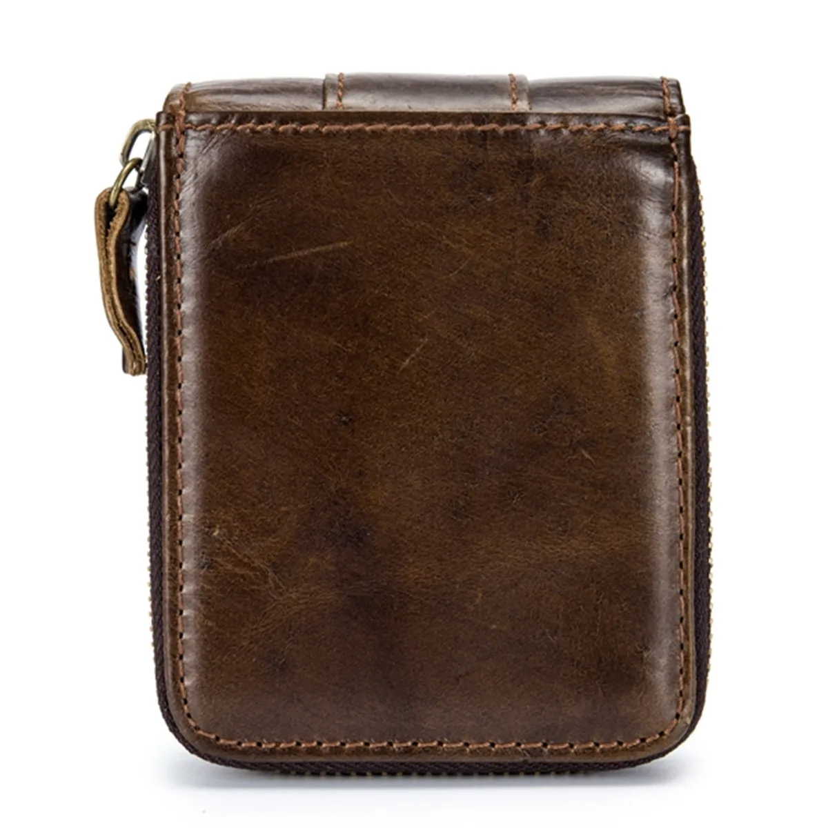 Bullcaptain RFID Antimagnetic Vintage Genuine Leather 11 Card Slots Coin Bag Wallet For Men