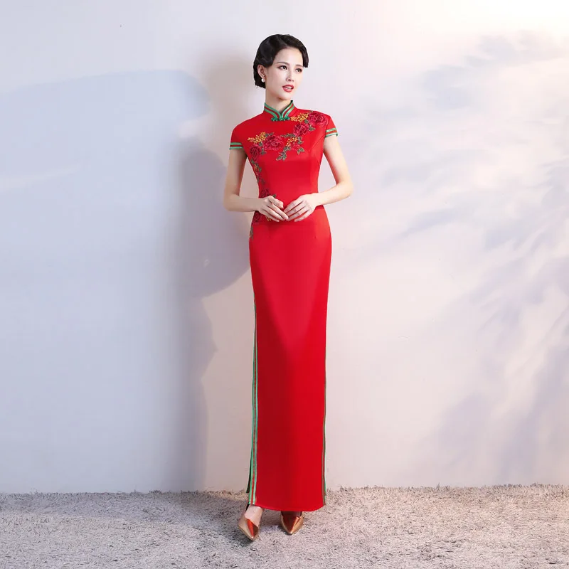 

Plus Size S-5XL Wedding Party Cheongsam Chinese style Womens Elegant Sexy Maxi Qipao Evening Dress Slim Long Robe Retro Vestido