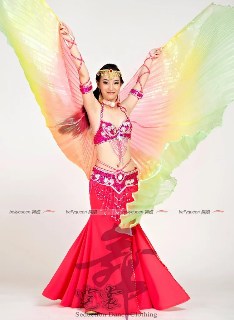 Яркие крылья для танца живота прозрачные цветные трех цветов реквизит сцены без