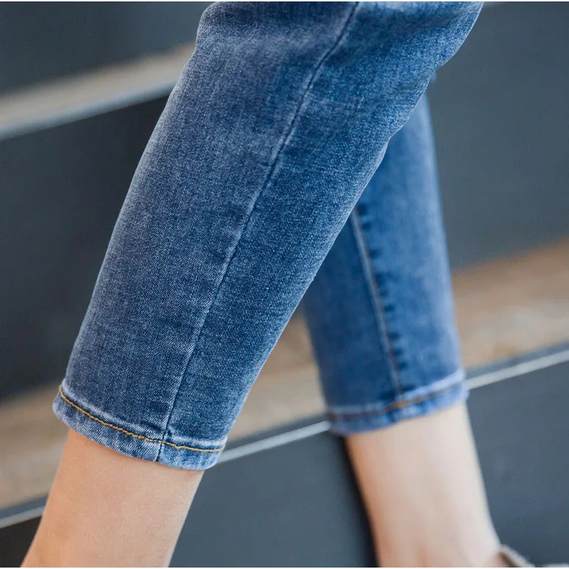 Plus Size Blue Design Big Pockets Cuffed White Wash Women Jeans 4Xl Xxxl Capris Vintage Boyfriend Large Harem Harlan Pants |