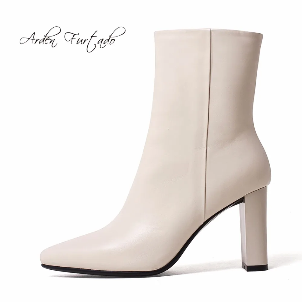 Женские ботильоны из натуральной кожи на молнии 8 см|chunky heels|heel 8cmgenuine leather ankle boots |