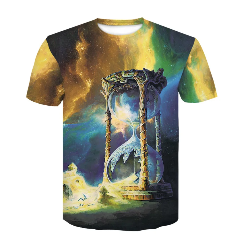 

2019 Summer Brand Clothing New Fashion Women/Men Casual Digital Printed hourglass With Timer Short Sleeve 3D T-shirt B Tops Tees