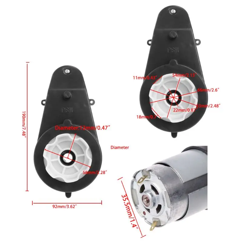 12V Мощность колеса Коробка передач и мотор для джипа ездить на игрушках 1 пара