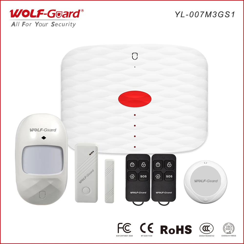 Wolf-Guard DIY 3g GSM Беспроводная система охранной сигнализации для дома SOS IOS Andriod приложение управление PIR детектор движения датчик двери окна