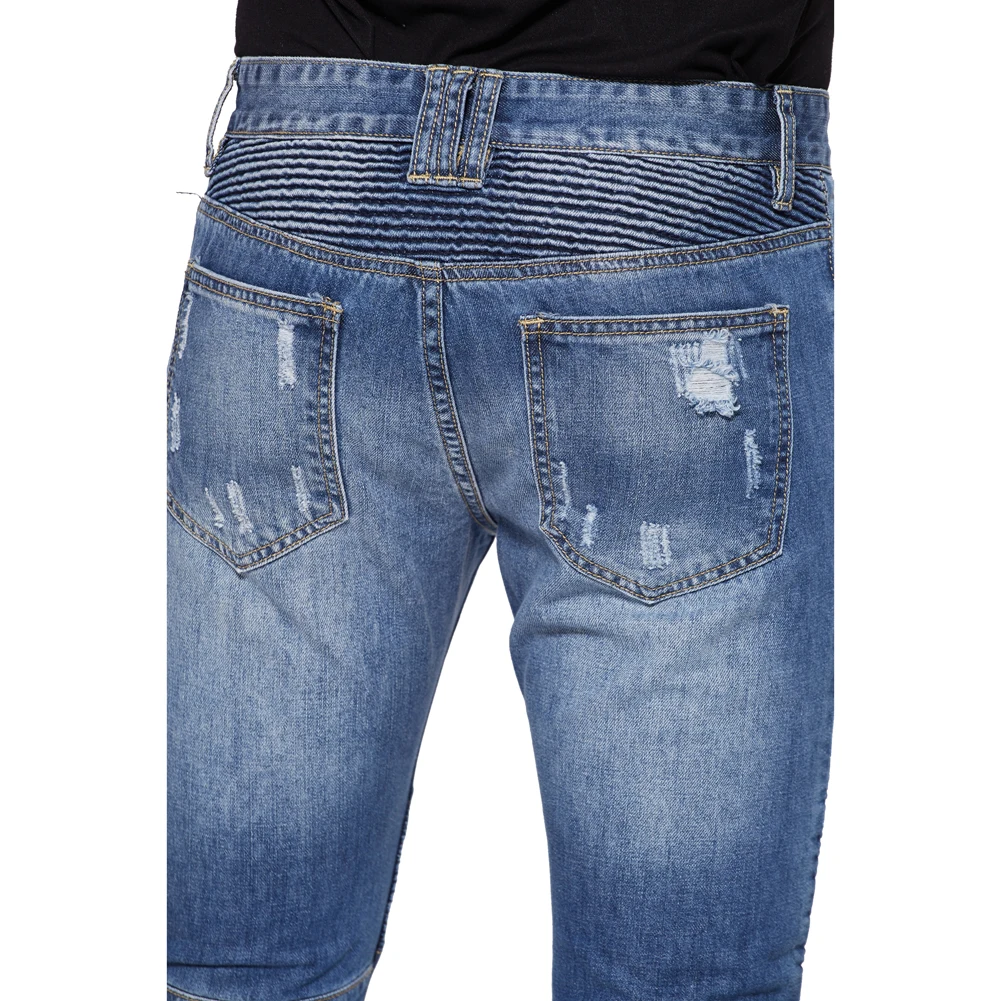 Новинка 2017 мужские потертые байкерские джинсы с дырками | Мужская одежда