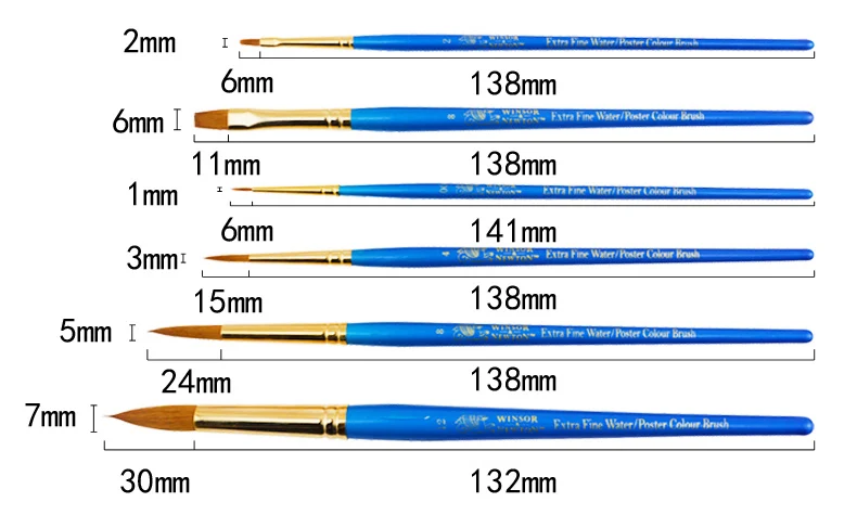 WINSOR& NEWTON ультратонкая акварельные кисточки для гуаши щетка Сибири смешанные Mink hair художника кисть для рисования, ручка 4 шт./компл. 6 шт./компл