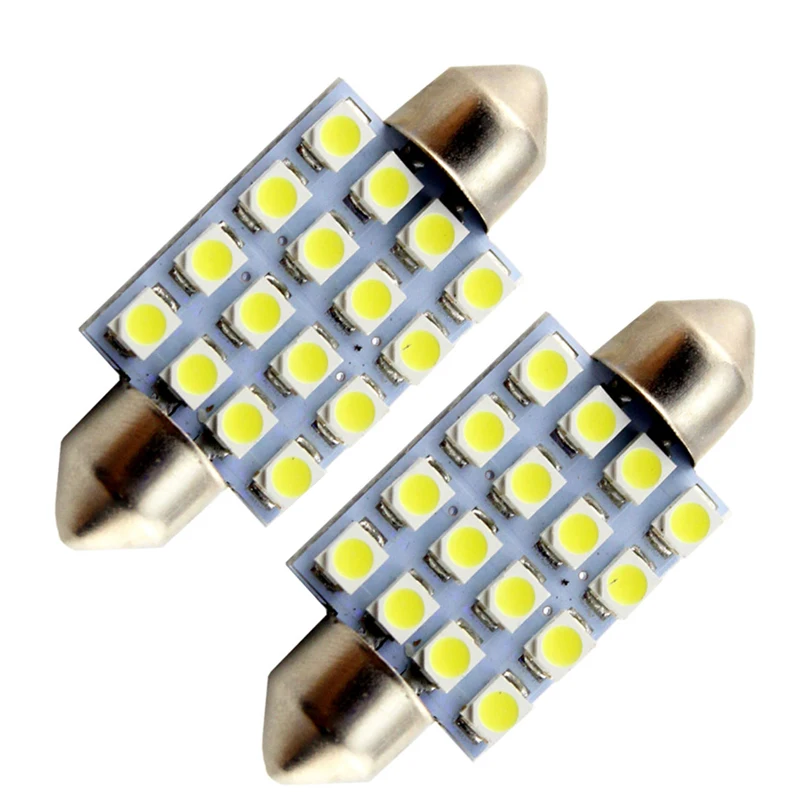 Safego 2 шт. 3528 Автомобильный светодиодный фестон лампы 31 мм 36 39 42 16SMD укрыты