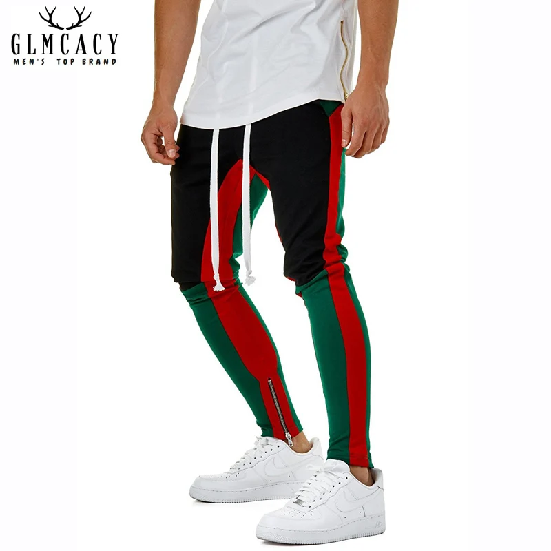 Для мужчин хип хоп Тощий сращены Street Wear лодыжки брюки упругие талии шнурок