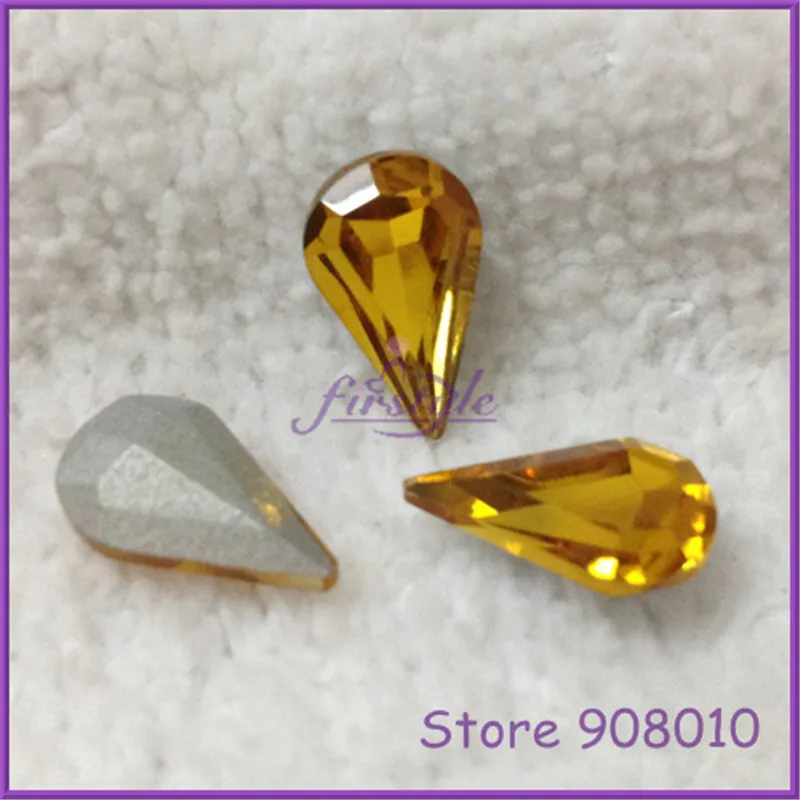 Топаз Желтый стеклянный кристалл в форме слезы остроконечные Стразы 5x8 6x10 8x13 10x14