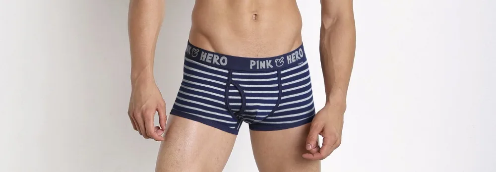 Горячая Распродажа: 5 шт./лот Pink Heroes высокого качества нижнее белье из хлопка, Для мужчин шорты-боксеры Классический Полосатый мужской нижнее белье удобные U-сумка