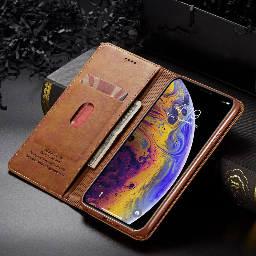 Роскошный кожаный чехол-книжка KISSCASE для iPhone XS MAX XR мульти-держатель карт чехол