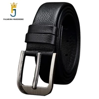 fajarina high quality 1st layer genuine leather belt mens soft black cowhide clasp buckle formal styles belts for men n17fj425