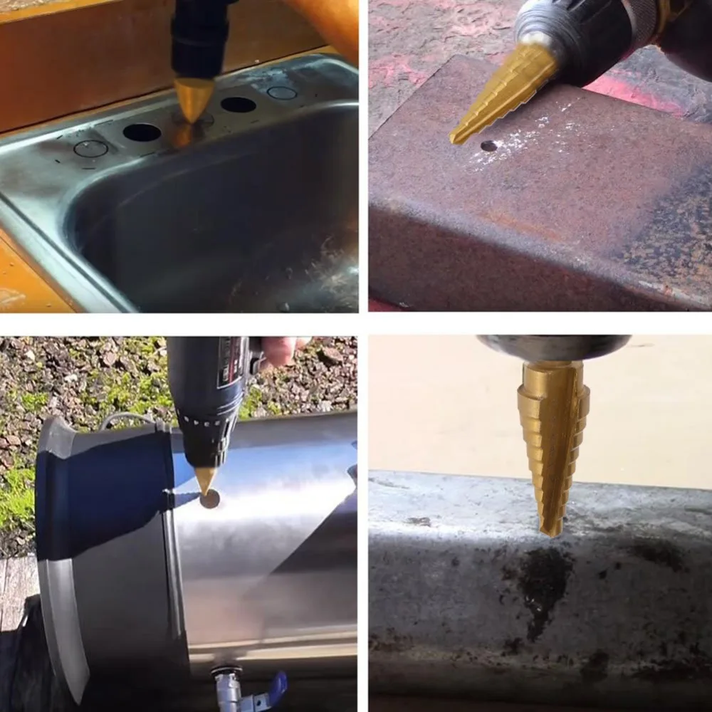 4 шт HSS ступенчатые сверла 1/"-1/2"& 3/1"-1/2"& 1/"-3/4" автоматический центральный пробойник шаг конус деревообрабатывающий металлический сверлильный набор