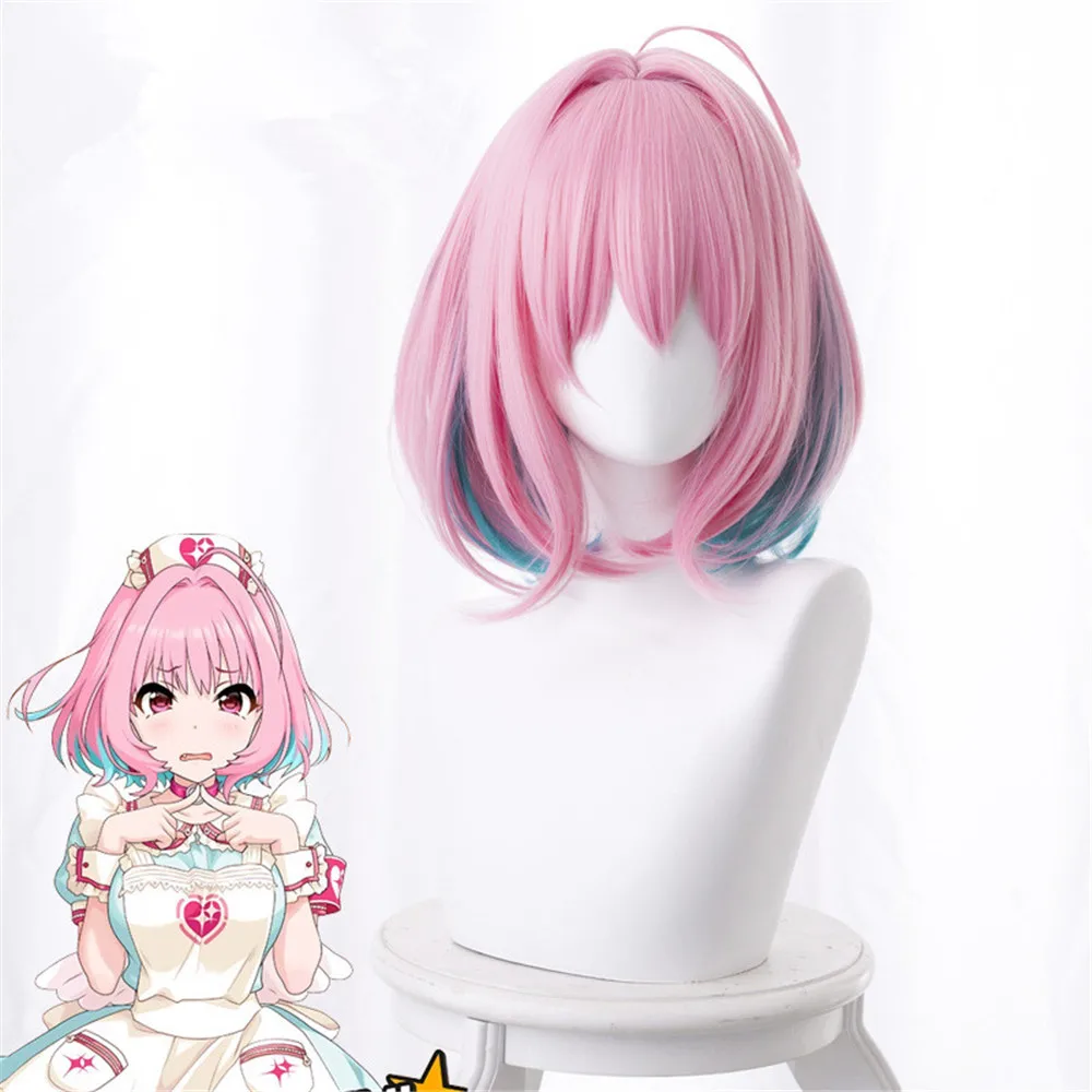 The idolmaster Золушка девушки косплей парики Yumemi Riamu 30 см короткий парик + шапочка для