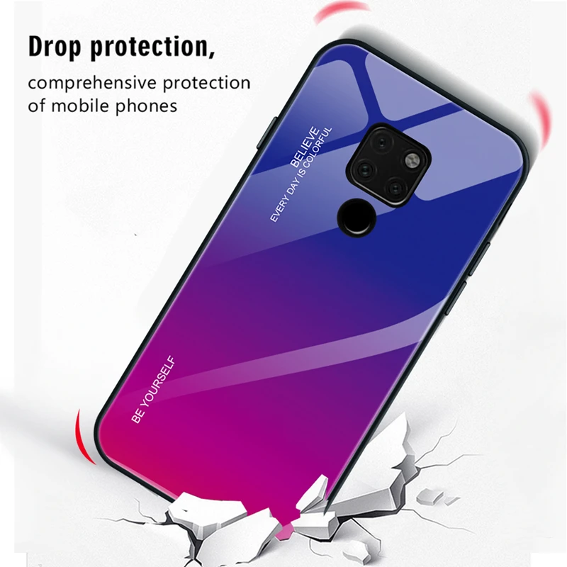 Градиент Аврора закалённое Защитное стекло для huawei mate 20 Pro 10 Lite красочный