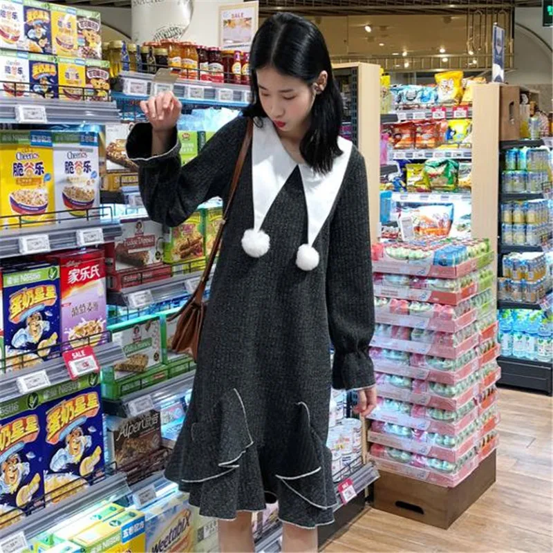 Новые модные женские осенне-зимние платья больших размеров для девочек