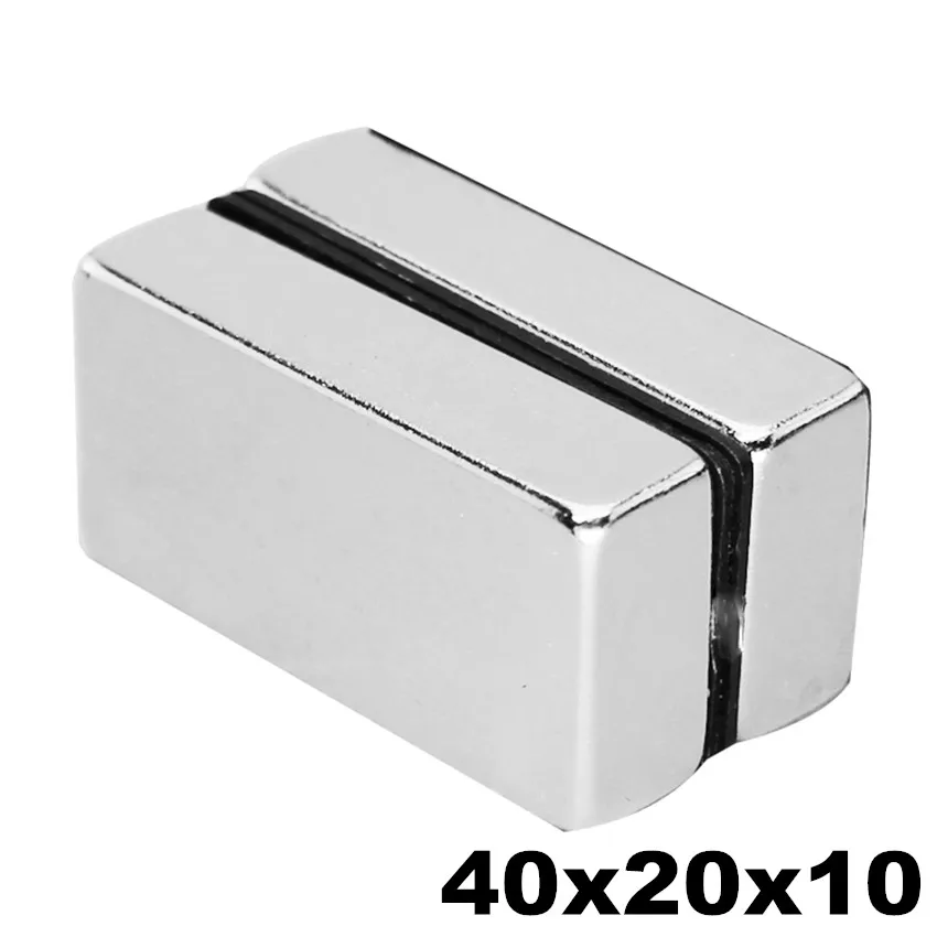 1PCS 40x20x10 Strong Neodymium Magnet N35 NdFeB Super Powerful Small Block Magnetic Fridge Magnets Cubiod 40mm x 20mm 10mm | Обустройство