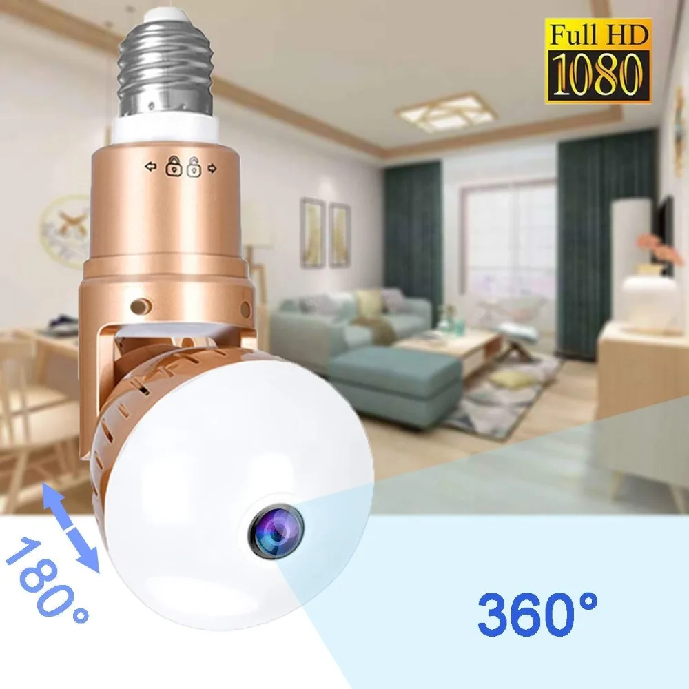 Новинка 360, видеокамера, лампа для обнаружения движения, умный светильник, камера s для домашней безопасности, 960 МП, P, панорамная, рыбий глаз, wifi, видеокамера