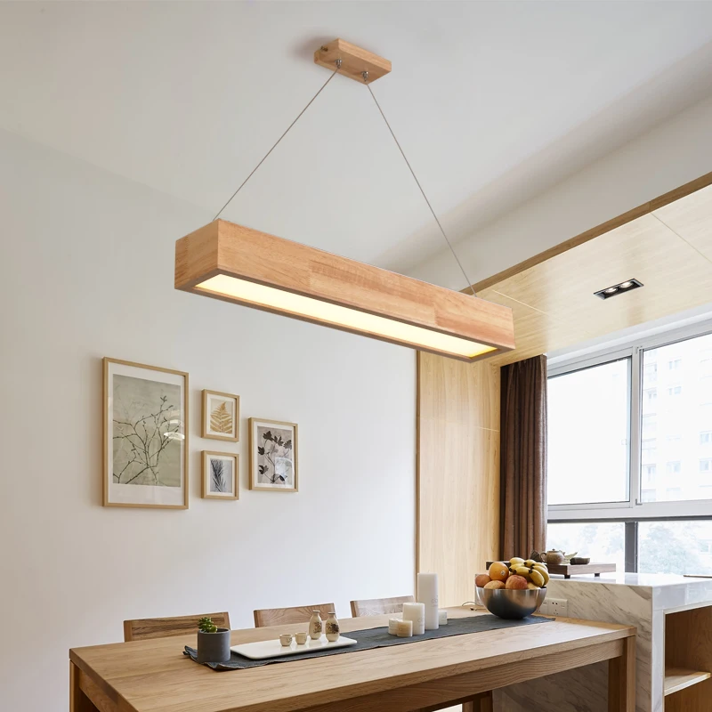LED wooden adjustable long office chandelier modern dining light with metal lampshade suspension lamp AP11271943 | Лампы и освещение