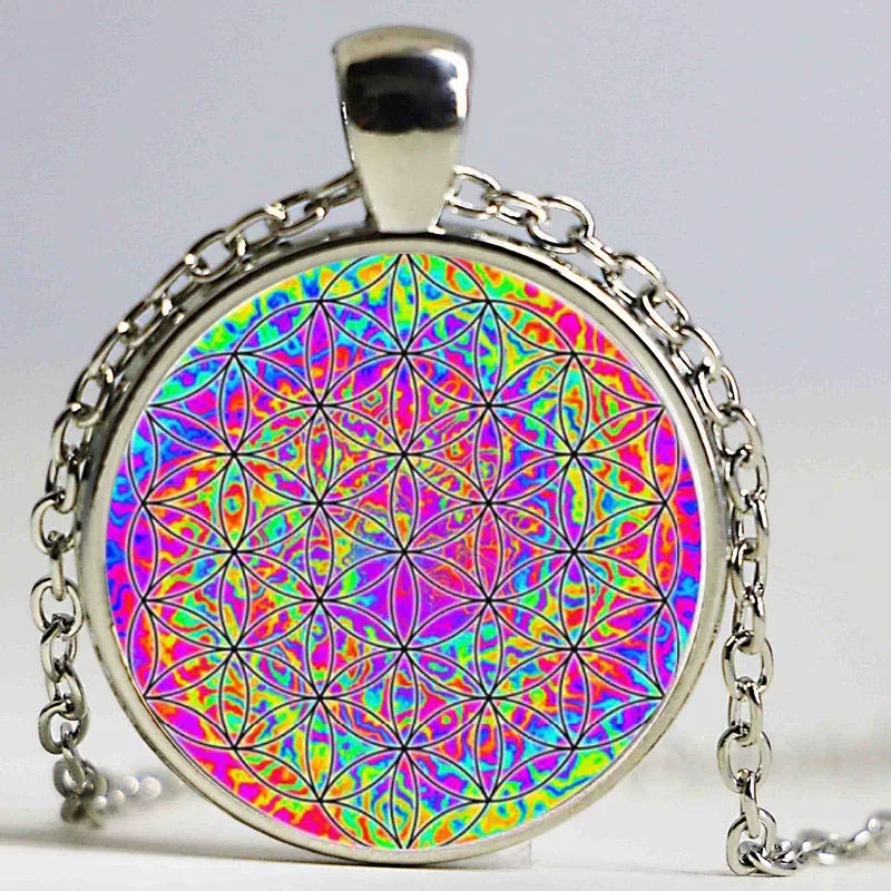 Яркое разноцветное ожерелье с подвеской мантра Ом цветок жизни Ювелирные