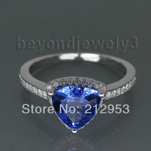 Кольцо из белого золота с натуральным бриллиантом 8 мм YWR0034|diamond tanzanite rings|ring salegold