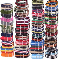 10pcs wholesale lot stripe retro 22 mm strong military woven army nato fabric nylon watch strap band buckle 22mm watchband