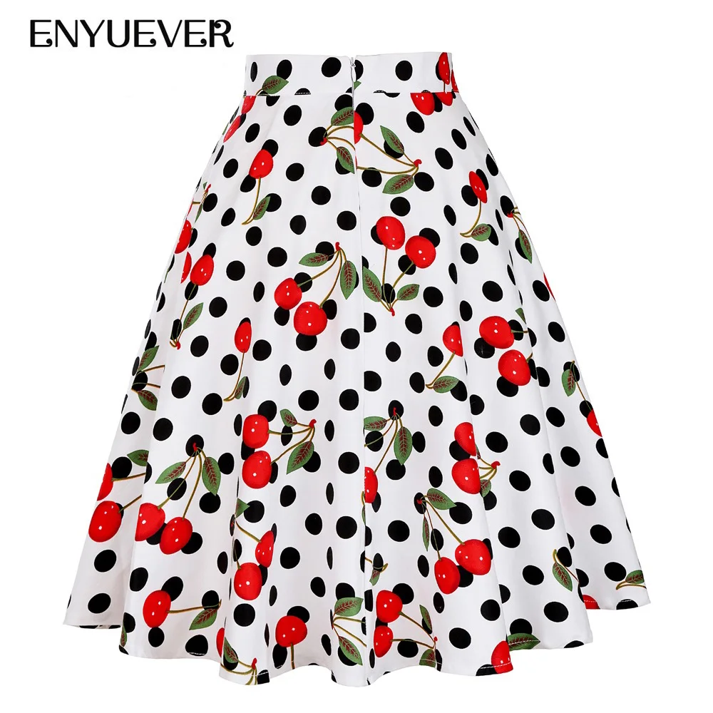 Enyuever Горошек Юбка Женская Одежда 2019 Винтаж Pin Up Повседневная Ретро Хлопок Партии