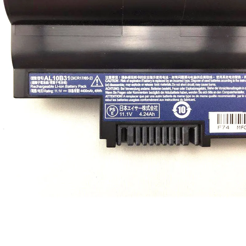 Аккумулятор для ноутбука Acer Aspire One 11 1 D257 D260 D255 3ICR17/65-2 4400 в 522 мАч 49 Втч AL10B31 AL10BW AL10A31 |