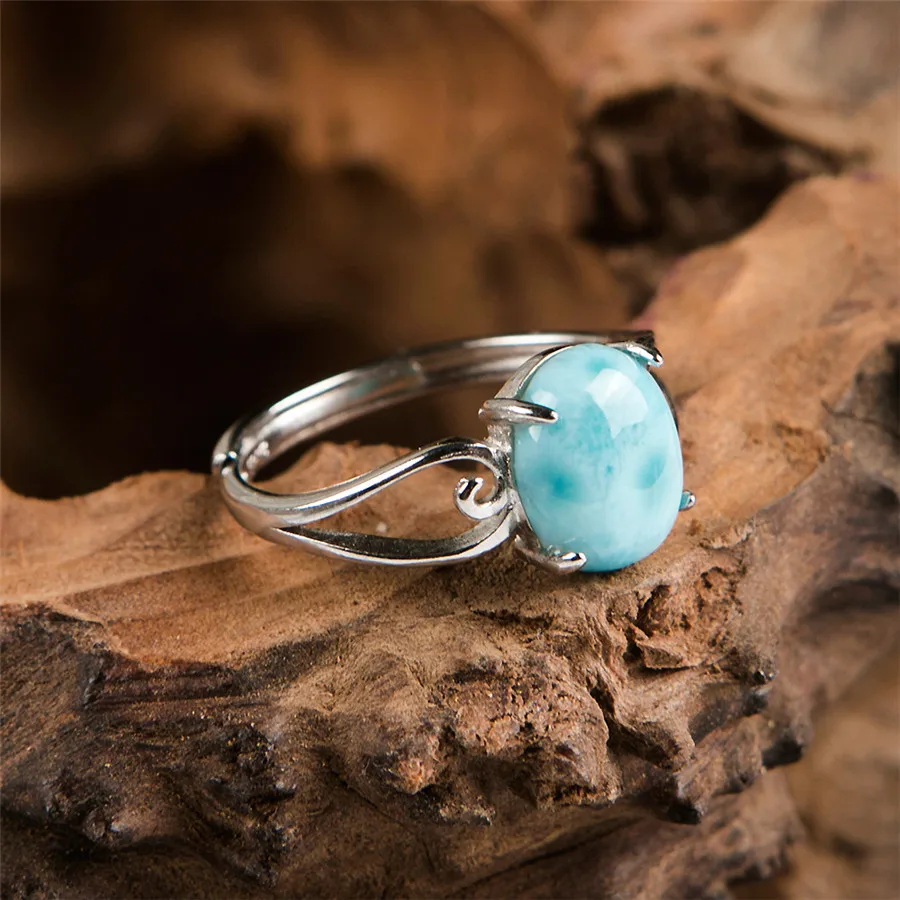 Женские круглые бусины из натурального камня Larimar серебряное кольцо для