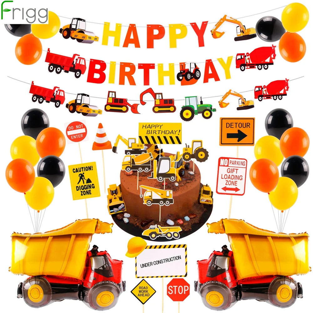 

Frigg 38PCS Construction Party Decoration Dump Truck Happy Birthday Party Decor Kids Kits Set Baby Shower Party Favor Supplies