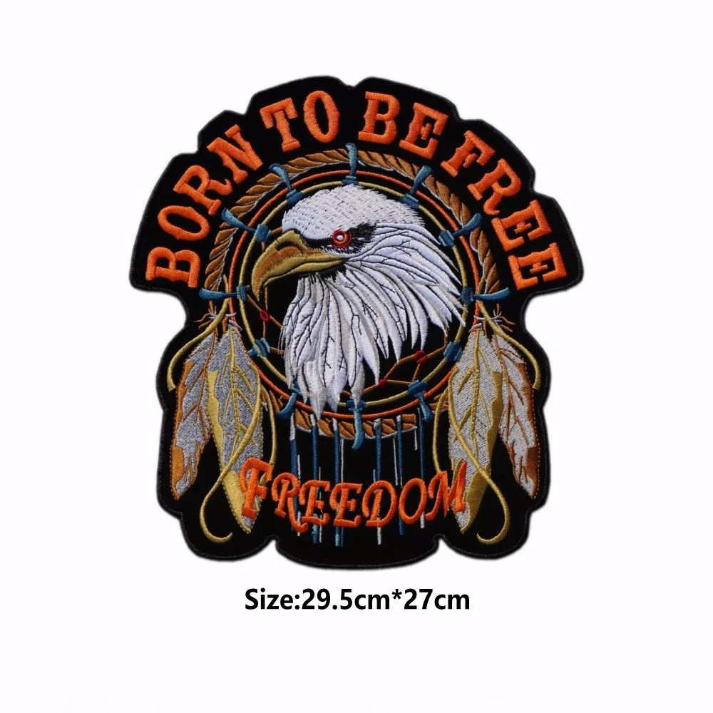 

BORN TO BE FREE Motorcycle Embroidered Iron on Patches for Clothes DIY Patches For Jackets